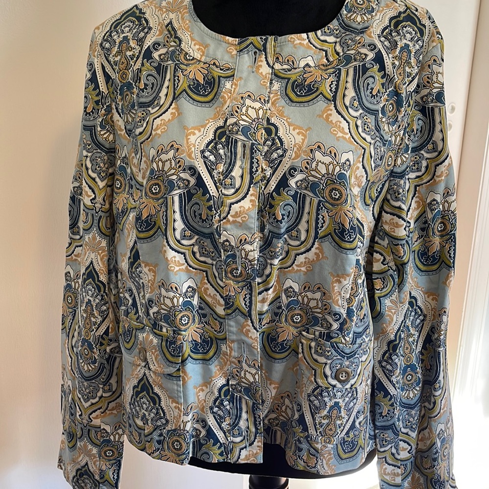 CHARTER CLUB PETITE - PAISLEY COTTON JACKET/TOP - SIZE PXL